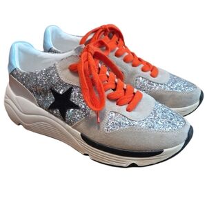 White Raven Glitter Star Sneakers Size 6